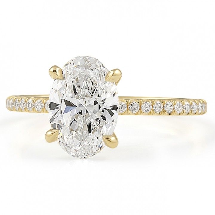 1.71 carat Oval Lab Diamond Pave Super Slim Engagement Ring