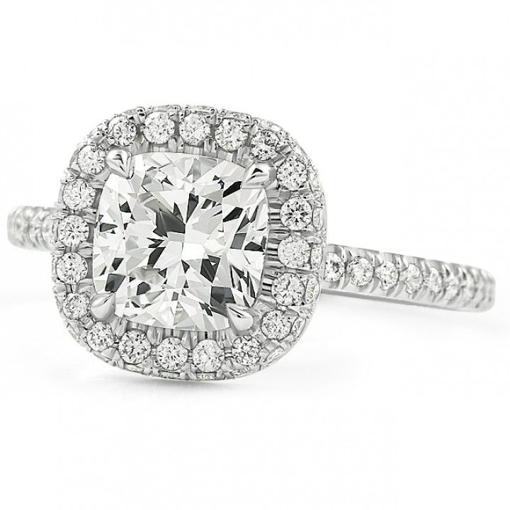 1.53 carat Cushion Cut Lab Diamond Halo Engagement Ring