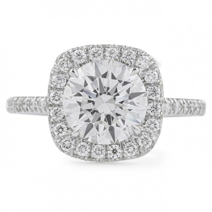 1.91 carat Round Lab Diamond in Cushion Halo Ring