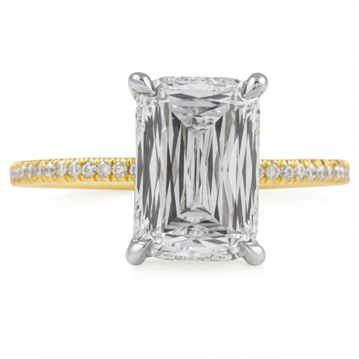 2.83 carat Hybrid Step-Cut Lab Diamond Two-Tone Ring