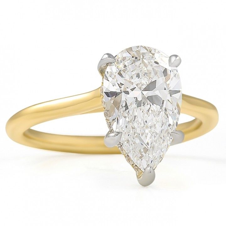 2.05 carat Pear Shape Lab Diamond Two-Tone Solitaire Rin