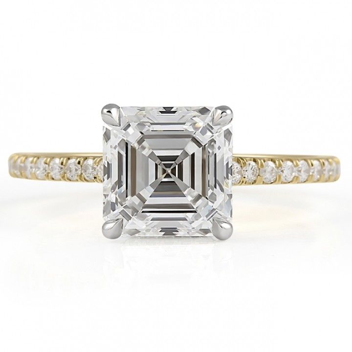 2.35 carat Asscher Cut Lab Diamond Two-Tone Ring
