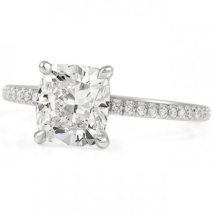 1.75 carat Cushion Cut Lab Diamond Engagement Ring