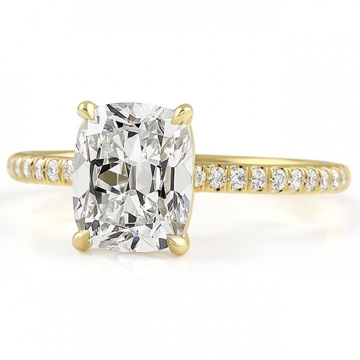 1.82 carat Antique Cushion Lab Diamond Yellow Gold Engagement Ring