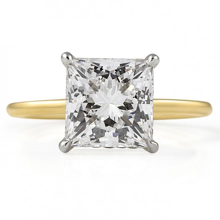 3.14 carat Princess Cut Lab Diamond Two-Tone Signature Wrap Ring