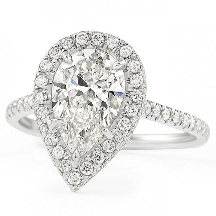 1.62 carat Pear Shape Lab Diamond Double Edge Halo Ring