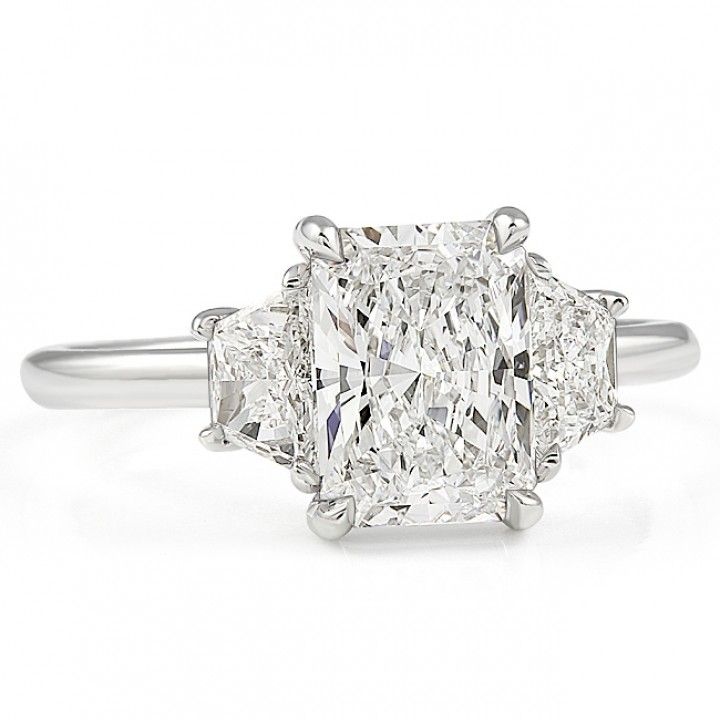 1.68 carat Lab-Grown Radiant Cut Diamond Three-Stone Engagement Ring