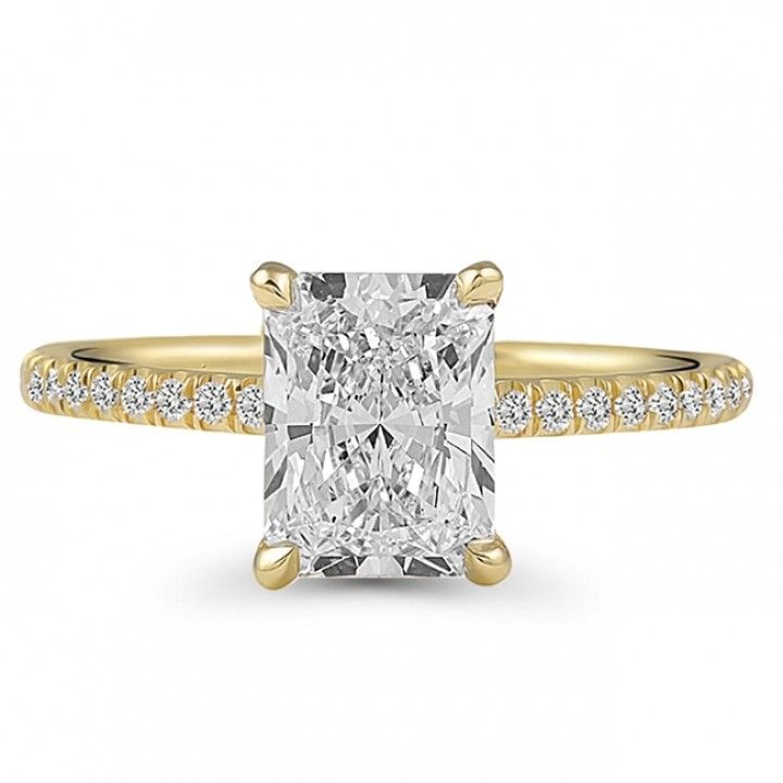 1.6 carat Radiant Cut Lab Diamond Pave Prong Ring
