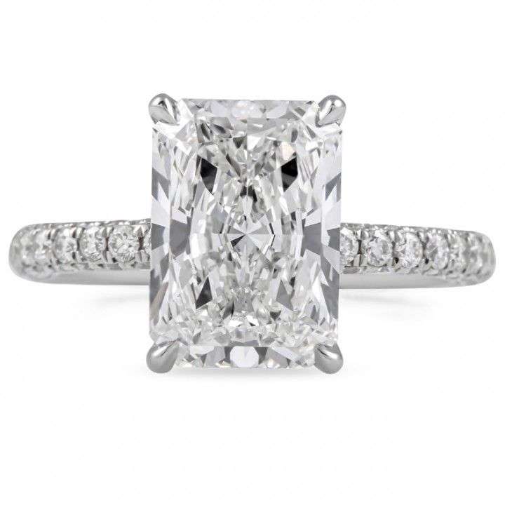 3.71 carat Radiant Cut Lab Diamond Hidden Halo Ring