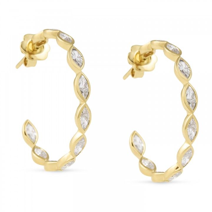3 carat Marquise Lab Diamond Bezel Set Hoop Earrings