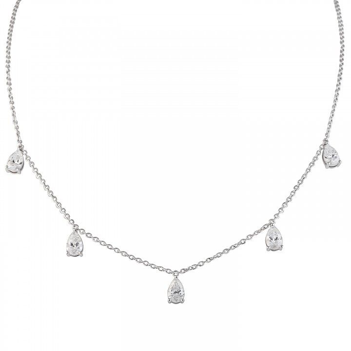Floating Pear Shape Lab Diamond Necklace