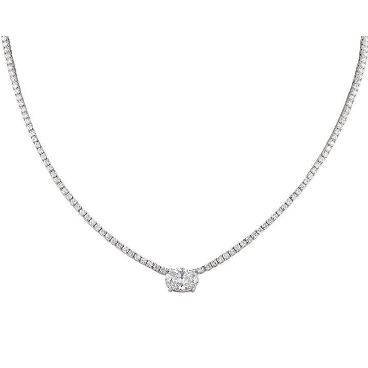 5.55 carat TW Oval Lab Diamond Solitaire Tennis Necklace