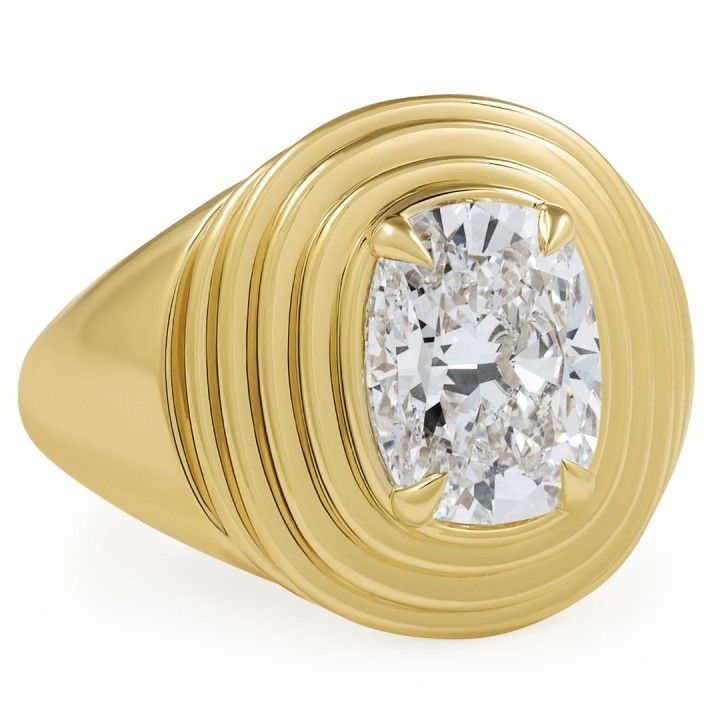 2.65 carat Cushion Cut Lab Diamond Fluted Dome Ring