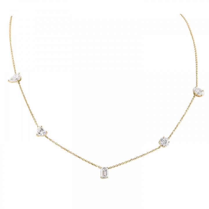 Multi Shape Lab Diamond Station Necklace
