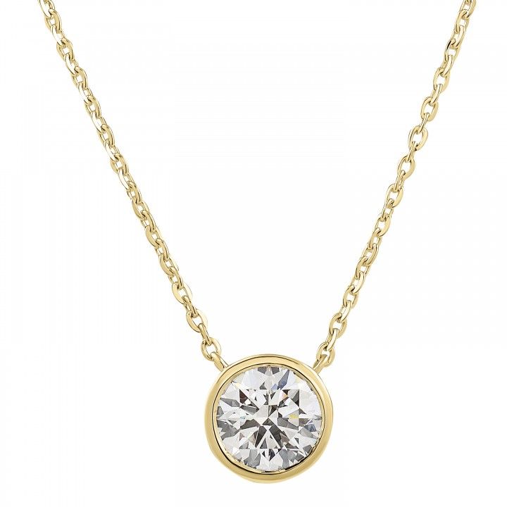 1.5 carat Round Lab Diamond Bezel Pendant