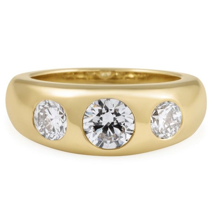 Round Brilliant Lab Diamond Three Stone Dome Ring