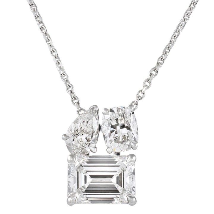 2.50 carat TW Emerald Cut Lab Diamond Trio Pendant