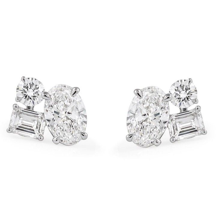2.30 carat TW Oval Lab Diamond Trio Design Studs