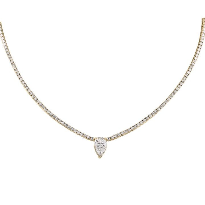 5.85 carat TW Pear Shape Lab Diamond Solitaire Tennis Necklace