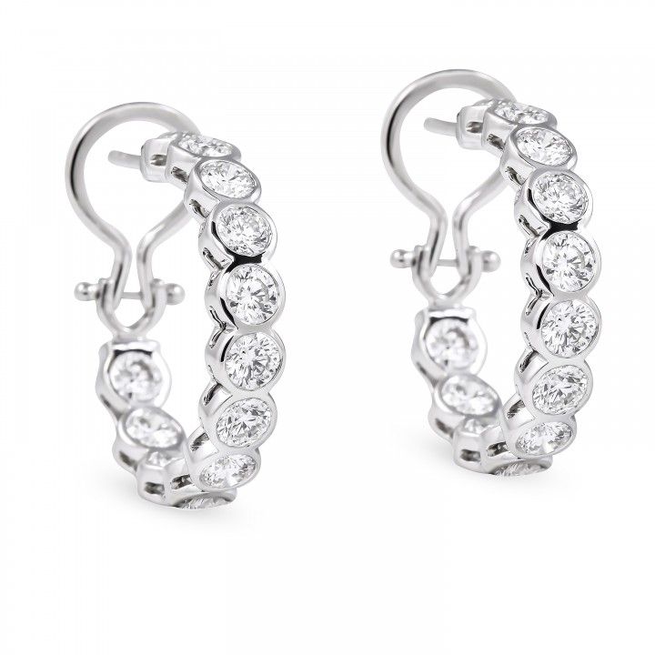2.4 carat Round Lab Diamond Bezel Hoop Earrings