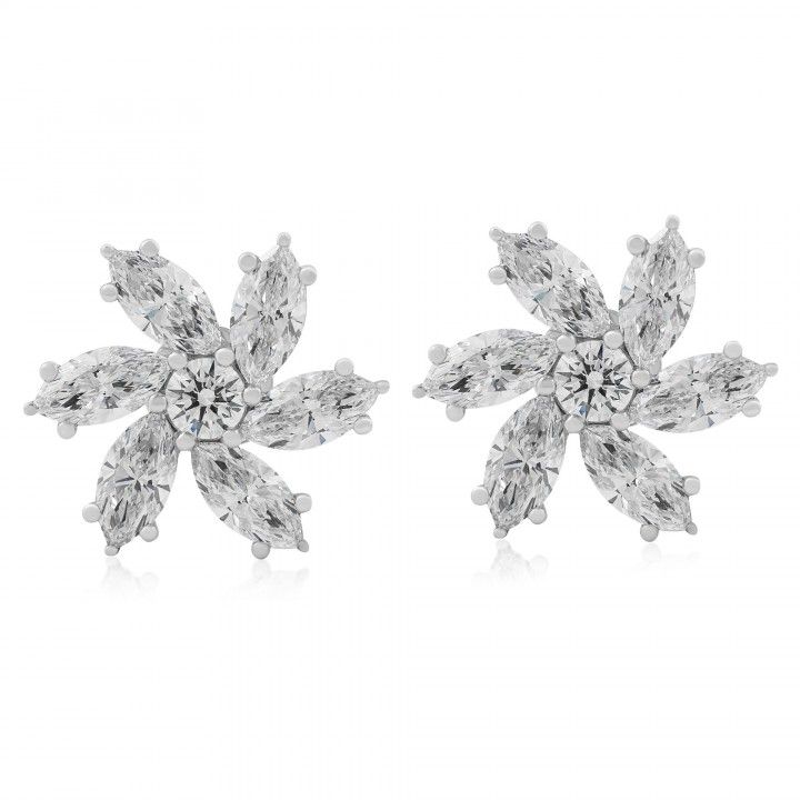 Marquise and Round Lab Diamond Flower Earrings