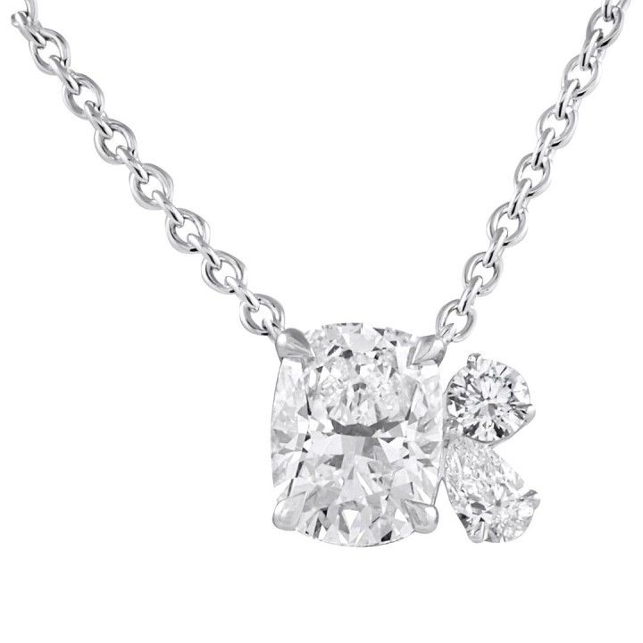 2.20 carat TW Cushion Cut Lab Diamond Trio Pendant