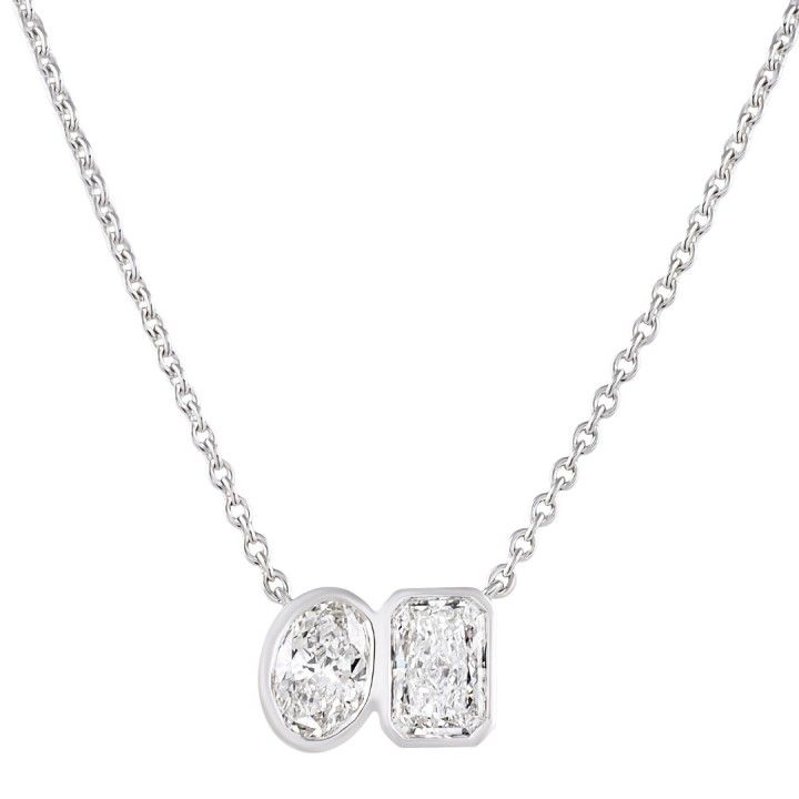 2.25 carat TW Radiant and Oval Lab Diamond Bezel Duo Pendant