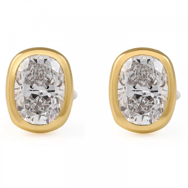 3.45 carat TW Cushion Cut Bezel Lab Diamond Studs