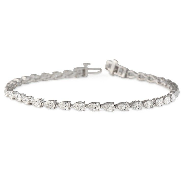 3.85 carat Pear Shape Lab Diamond East-West Tennis Bracelet