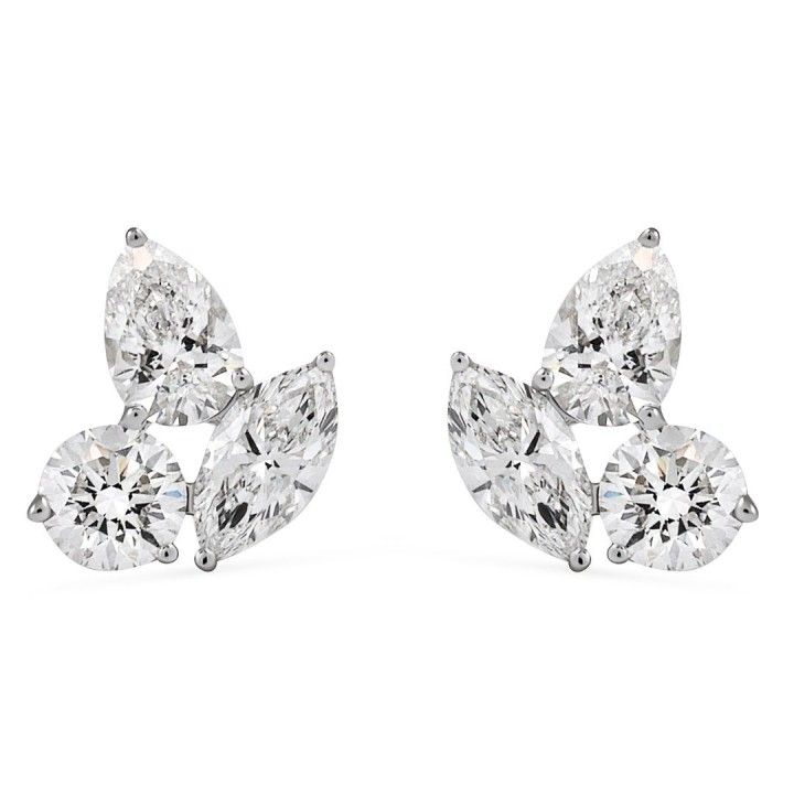 2 carat TW Lab Diamond Trio Cluster Stud Earrings