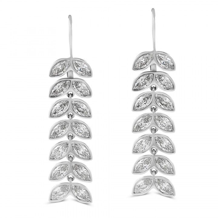 3.30 carat Marquise Lab Diamond Leaf Drop Earrings