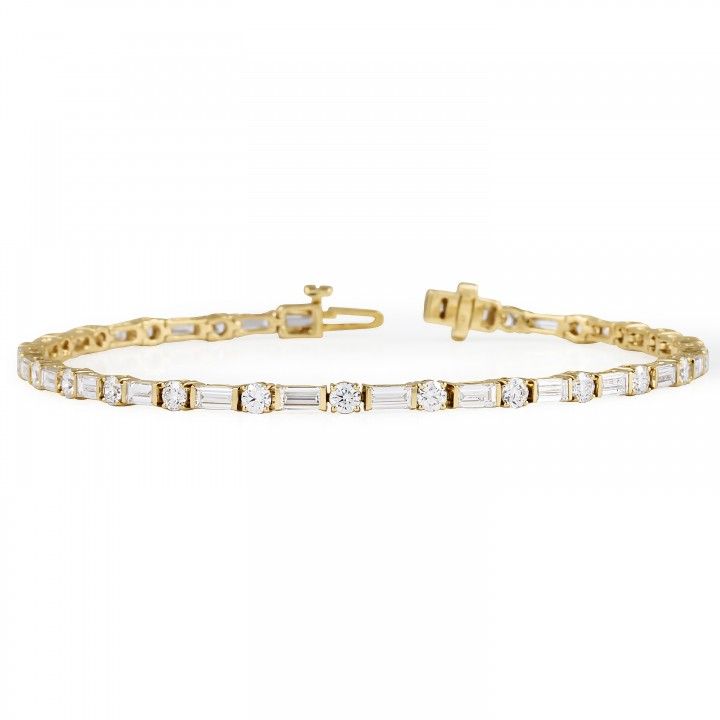 4 carat Baguette and Round Lab Diamond Tennis Bracelet