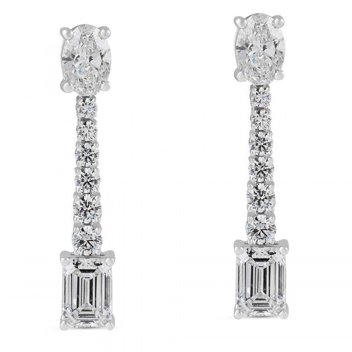 5 carat Mixed Shape Lab Diamond Drop Earrings