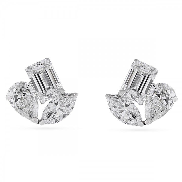 2.95 carat TW Lab Diamond Trio Cluster Stud Earrings