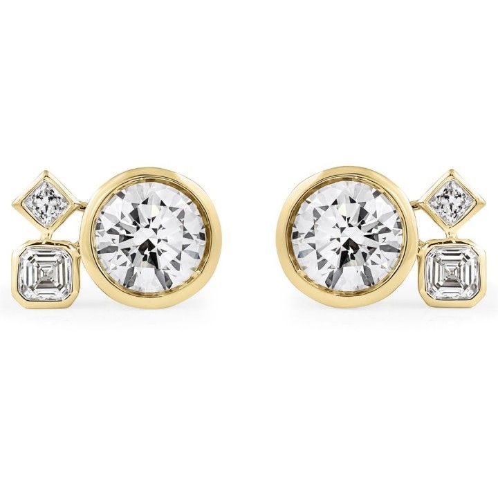 2.75 carat TW Round Lab Diamond Bezel Trio Studs