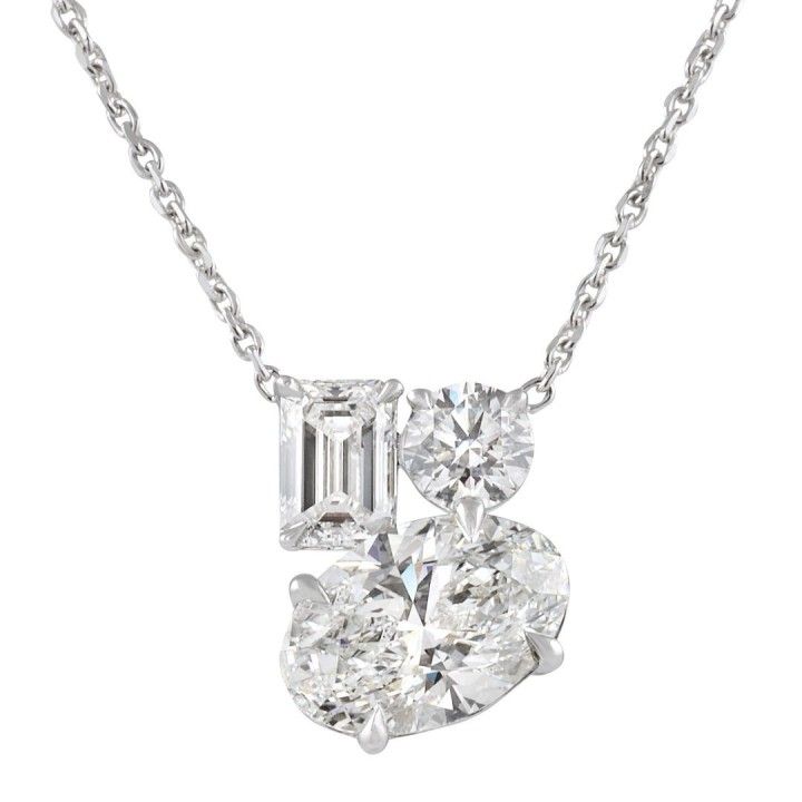 2.30 carat TW Oval Lab Diamond Trio Design Pendant
