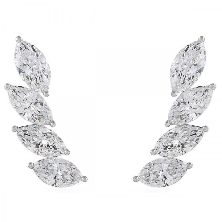 Graduating Slanted Marquise Lab Diamond Crawler Earrings