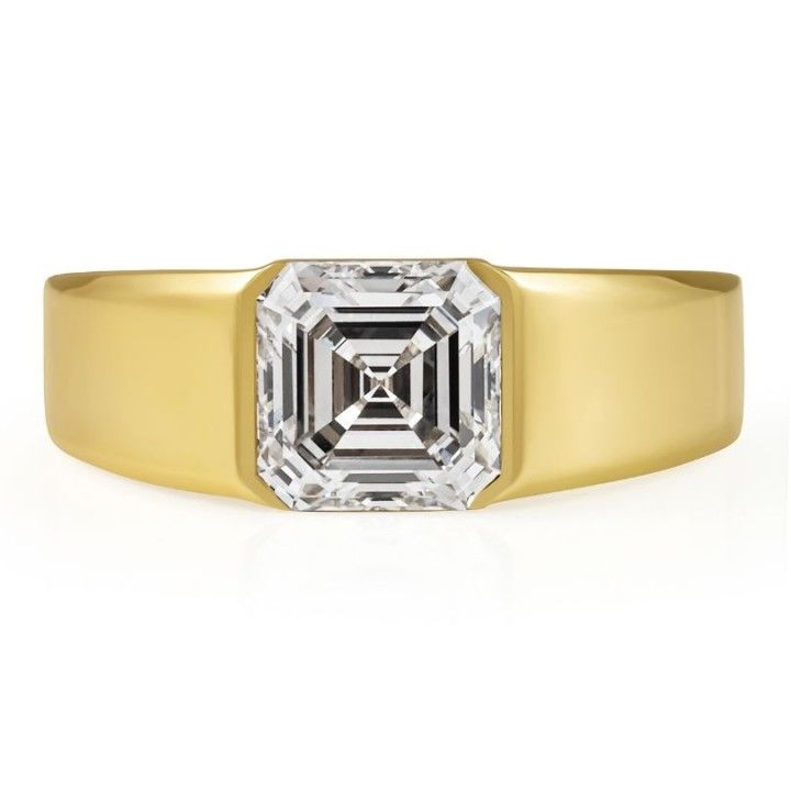 Asscher Cut Lab Diamond Signet Ring