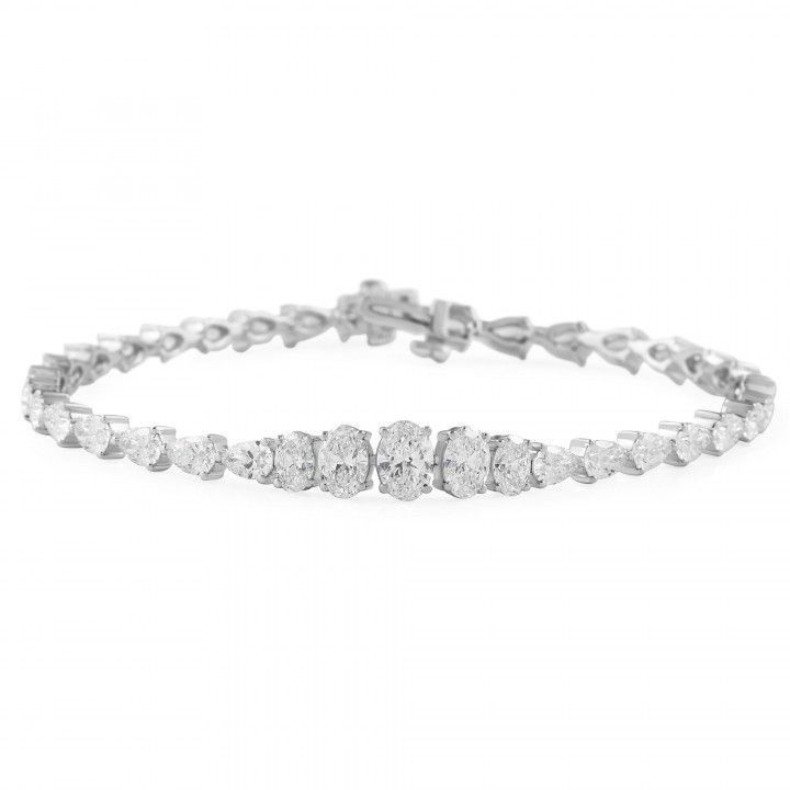 6.35 carat TW Oval and Pear Shape Lab Diamond Tennis Bracelet