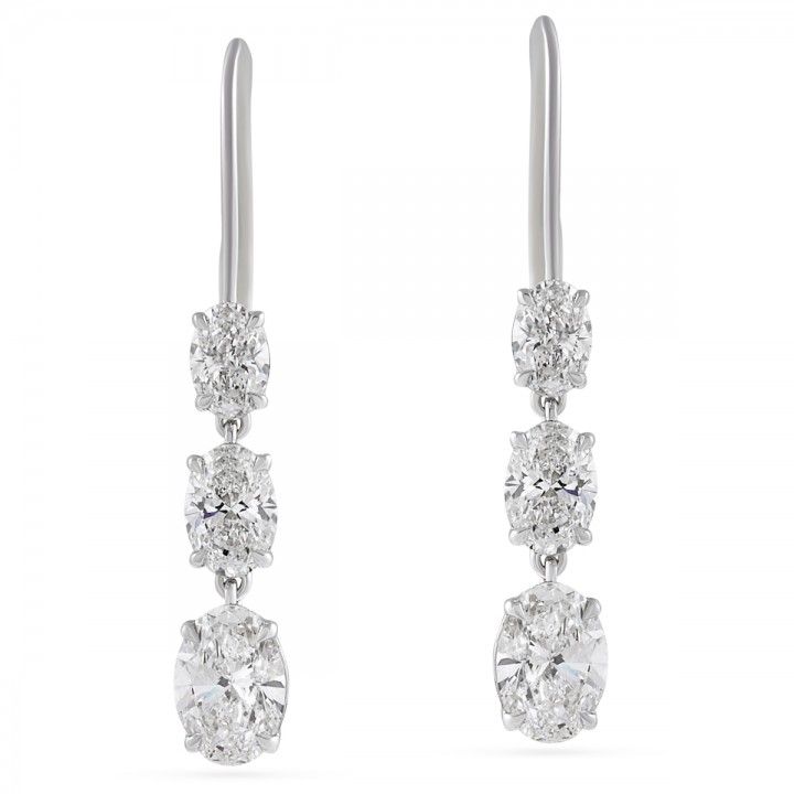 2 carat Graduated Oval Lab Diamond Drop Earrings