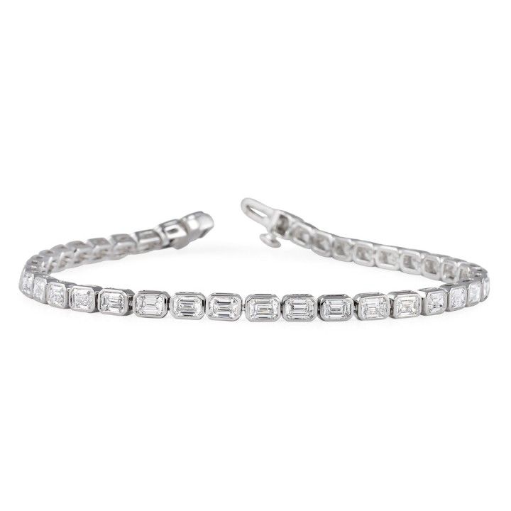 3.50 carat Emerald Lab Diamond East-West Bezel Tennis Bracelet
