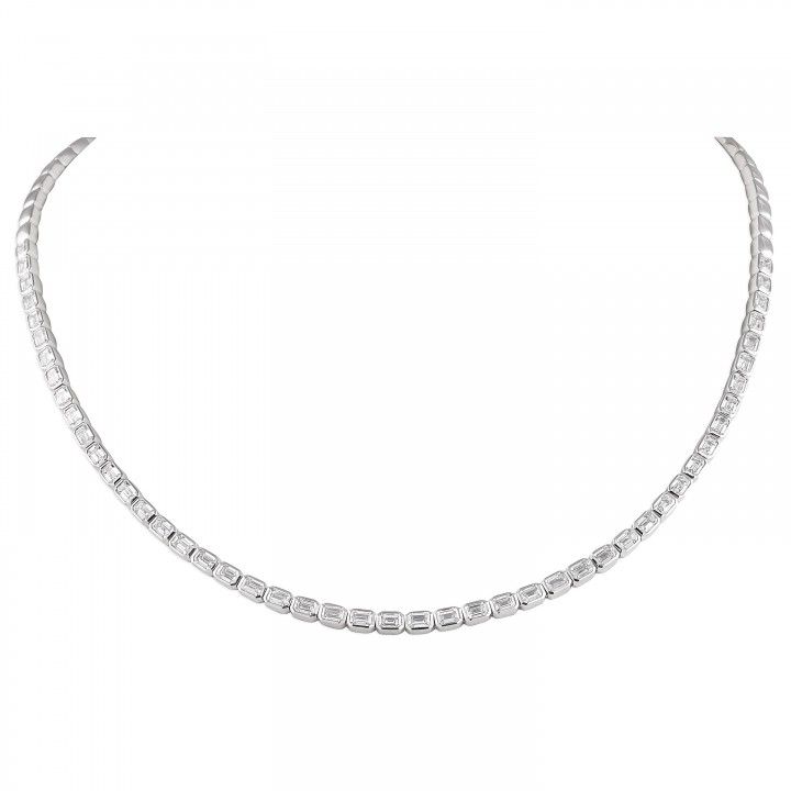 5.44 carat Emerald Lab Diamond East-West Bezel Tennis Necklace