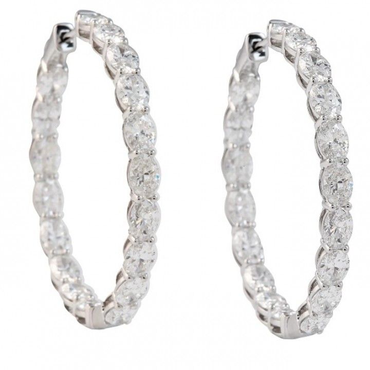 7.5 carat Oval Lab Diamond In-Out Hoop Earrings