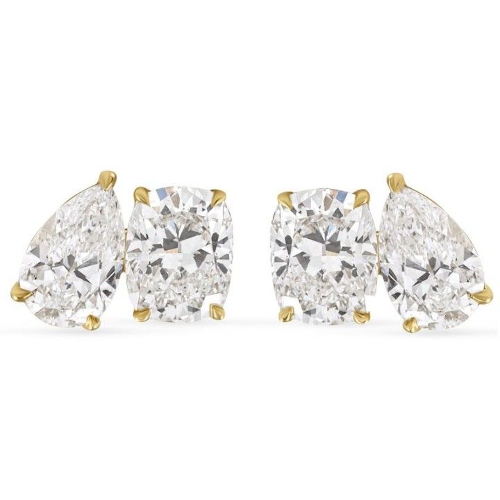 Pear and Cushion Lab Diamond Duo Studs
