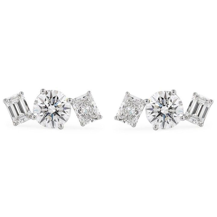 2.80 carat TW Round Lab Diamond Trio Studs