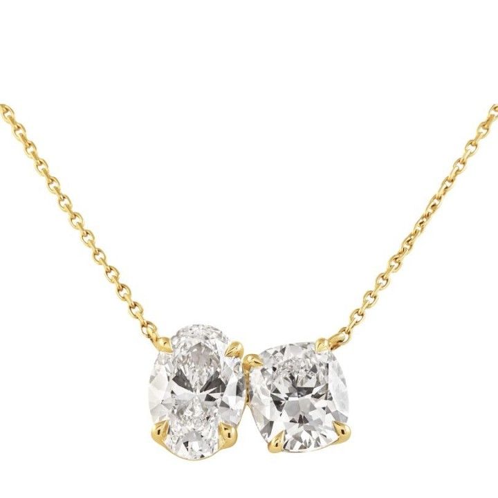 Oval and Cushion Lab Diamond Duo Pendant