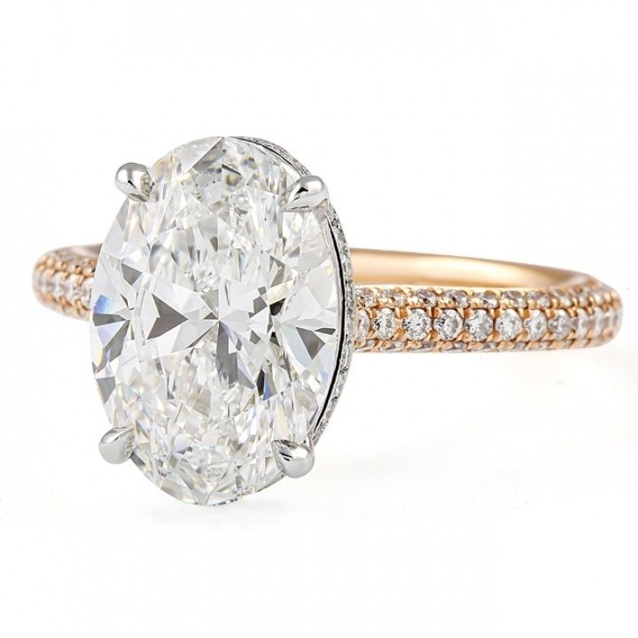 3.08 carat Oval Shape Lab Diamond Three-Row Ring