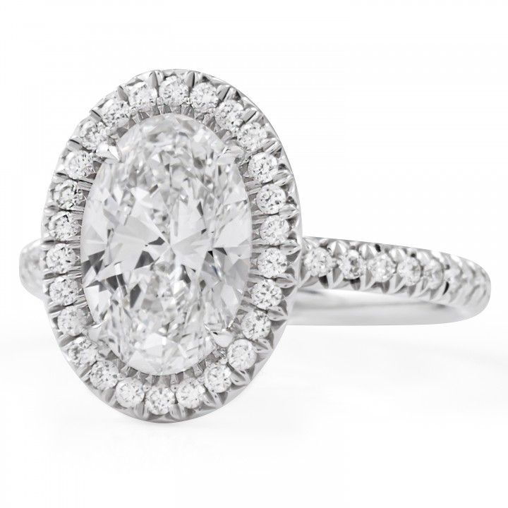 2.10 carat Oval Lab Diamond Fishtail Halo Ring