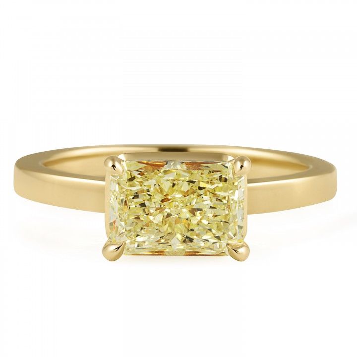 1.71 carat Light Yellow Radiant East-West Hidden Halo Ring