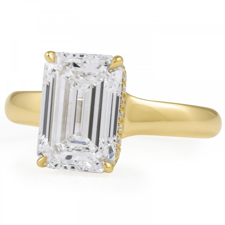 3.05 carat Emerald Cut Lab Diamond Tapered Band Ring